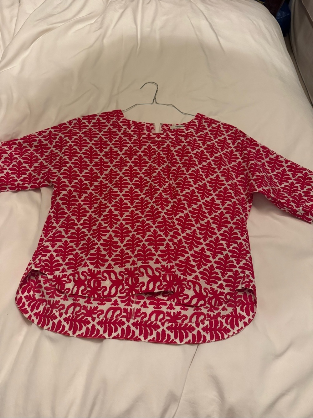 Madewell Red and White Patterned Scoop-Neck Top